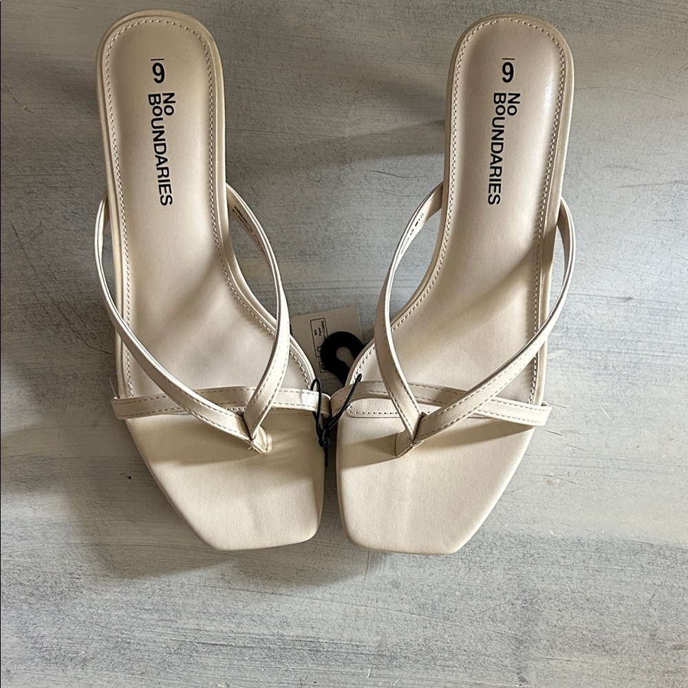 No Boundaries Cream Strappy Square-Toe Sandals